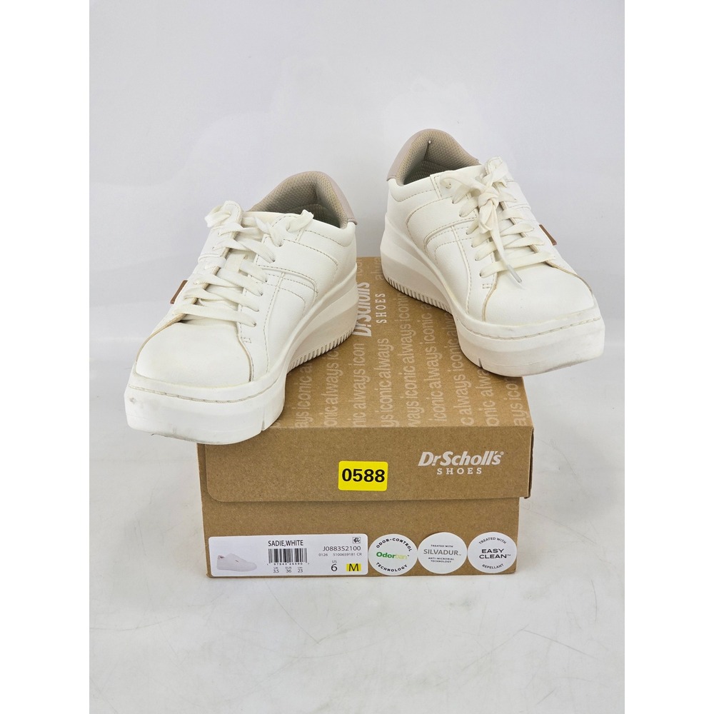 Dr. Scholl's Sadie Platform Sneakers Womens Size 6 White Lace Up - Good